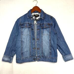 Lucky Brand S Denim Jean Trucker Jacket Buttoned Classic Casual Med Wash Pockets